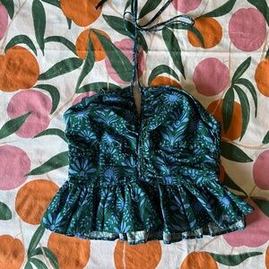 Free People smocked peplum cropped halter top